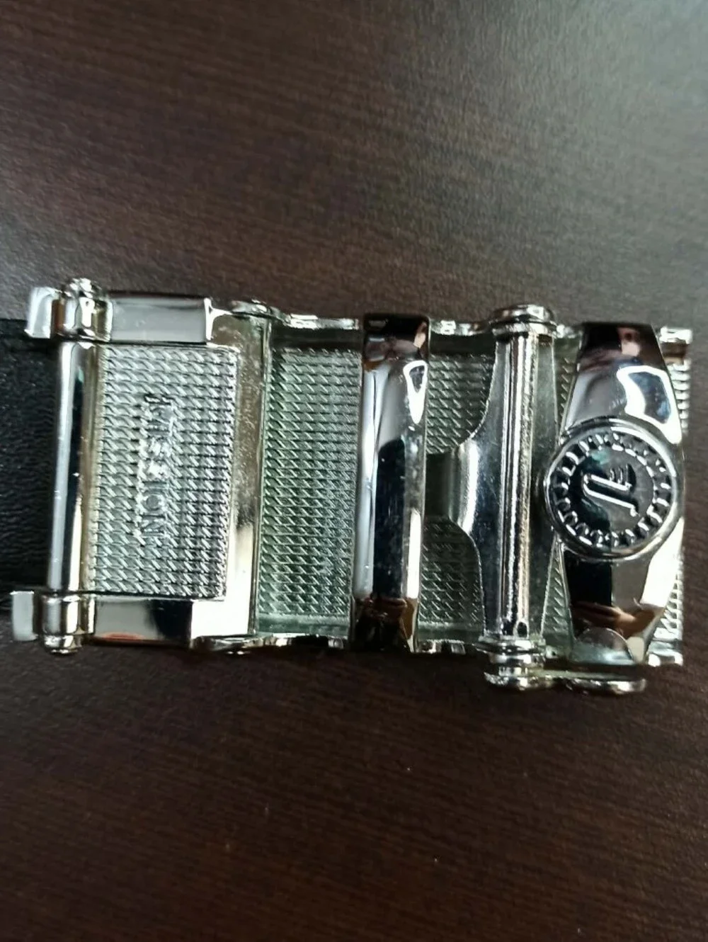 Mission Men's Black Genuine Leather Plaque Buckle Belt Size 40